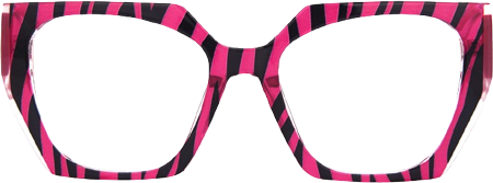 Affordable Hot Pink Zebra Hexagon Shaped Prescription Glasses