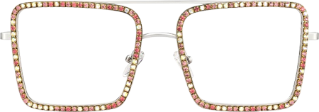 Diva Glasses, Silver Eyeglasses with Pink and White Diamond