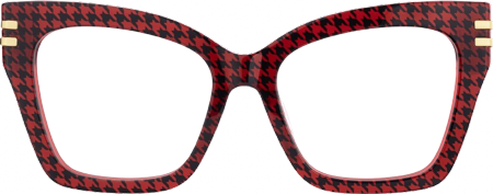 Tabitha - Butterfly Red Glasses Houndstooth Pattern