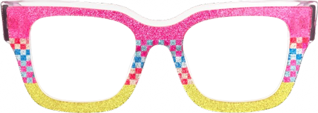 Lalasa - Vibrant Pink Glitter Rectangular Glasses