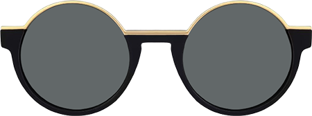 Latina - Retro Round Black & Gold Sunglasses