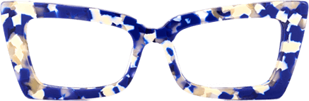 Sarah - Rectangle Blue Floral Eyeglasses